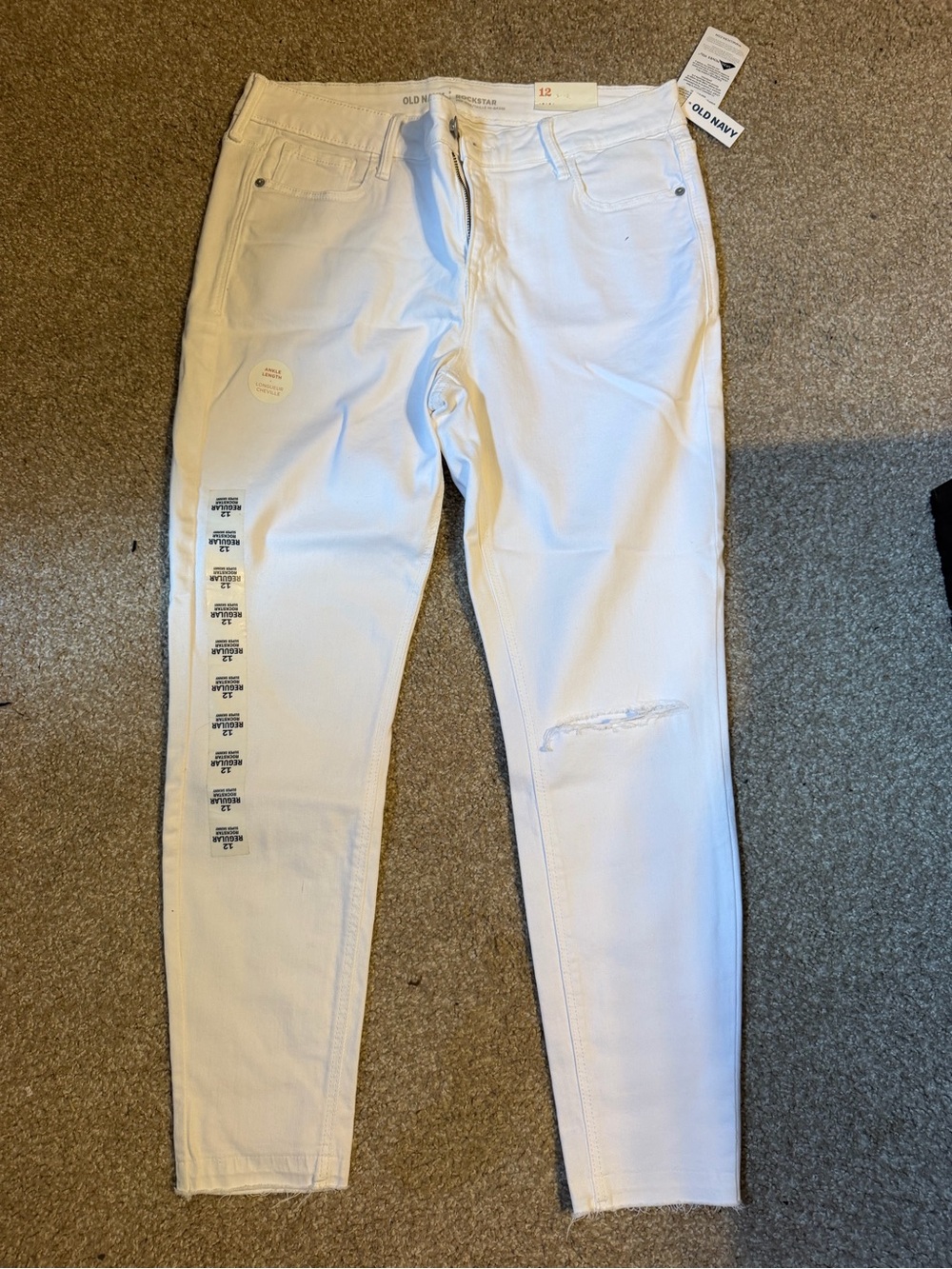 Old Navy White Skinny Jeans with Subtle Distress